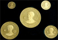 Ausländische Goldmünzen und -medaillen Äthiopien Haile Selassie I., 1930-1936 und 1941-1974
Goldmünzenset 1966 auf seinen 75. Geburtstag, mit 5 Goldm...