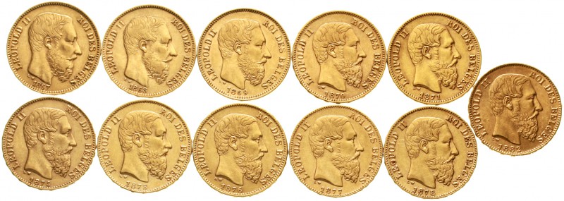 Ausländische Goldmünzen und -medaillen Belgien Leopold II., 1865-1909
11 versch...