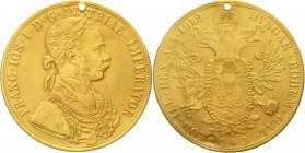 Ausländische Goldmünzen und -medaillen Bulgarien Ferdinand I., 1887-1918
4 Dukaten 1912. Original 4 Dukaten von Österreich mit staatlicher Kontermark...