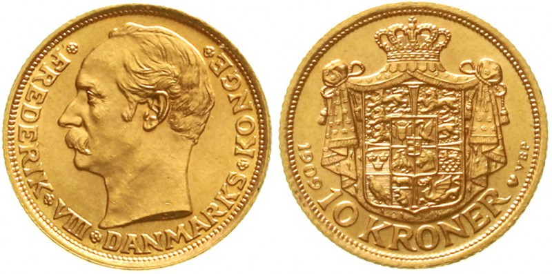 Ausländische Goldmünzen und -medaillen Dänemark Frederik VIII., 1906-1912
10 Kr...