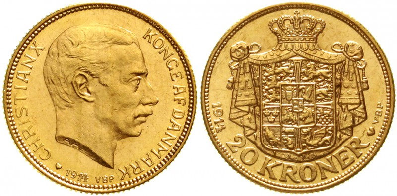 Ausländische Goldmünzen und -medaillen Dänemark Christian X., 1912-1947
20 Kron...