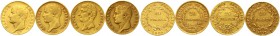 Ausländische Goldmünzen und -medaillen Frankreich Napoleon I., 1804-1814/15
4 verschiedene 20 Francs Kopf ohne Lorbeerkranz AN 12, AN 13, 1806, 1807,...