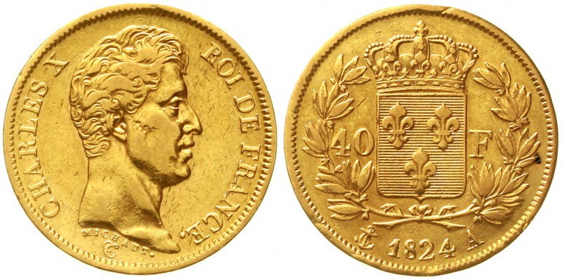 Ausländische Goldmünzen und -medaillen Frankreich Charles X., 1824-1830
40 Fran...
