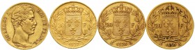 Ausländische Goldmünzen und -medaillen Frankreich Charles X., 1824-1830
4 verschiedene 20 Francs: 1825, 1827, 1828, 1830, alle Paris. Je 6,45 g. 900/...