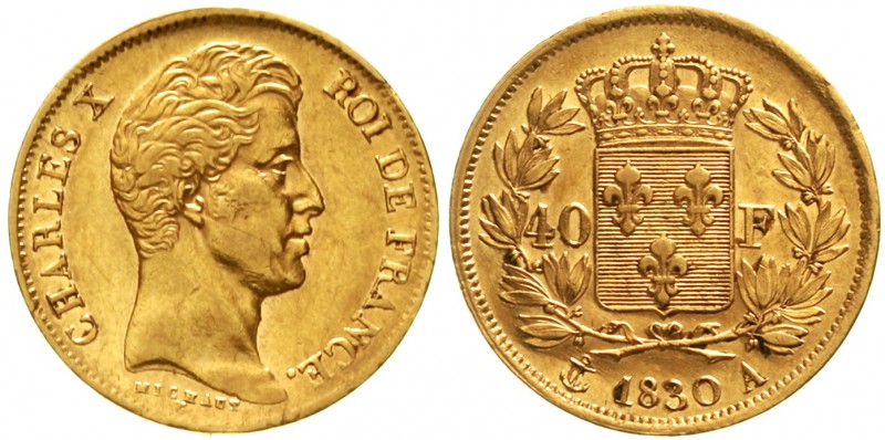 Ausländische Goldmünzen und -medaillen Frankreich Charles X., 1824-1830
40 Fran...