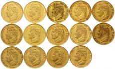 Ausländische Goldmünzen und -medaillen Frankreich Louis Philippe I., 1830-1848
14 verschiedene 20 Francs aus 1833 bis 1848. Paris 1834, 1836, 1838, 1...