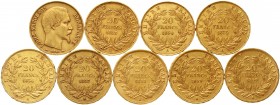 Ausländische Goldmünzen und -medaillen Frankreich Napoleon III., 1852-1870
9 verschiedene 20 Francs Kopf ohne Lorbeerkranz 1852 bis 1860 A, Paris, al...