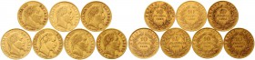 Ausländische Goldmünzen und -medaillen Frankreich Napoleon III., 1852-1870
7 verschiedene 10 Francs Kopf mit Lorbeerkranz aus 1862 bis 1868. Paris 18...