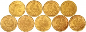 Ausländische Goldmünzen und -medaillen Frankreich Dritte Republik, 1871-1940
9 X 10 Francs Hahn: 1900, 1901, 1906, 1907, 1908, 1909 (besserer Jahrgan...