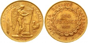 Ausländische Goldmünzen und -medaillen Frankreich Dritte Republik, 1871-1940
100 Francs stehender Genius 1913 A, Paris 32,26 g. 900/1000.
fast vorzü...