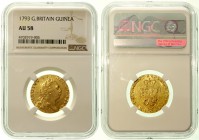 Ausländische Goldmünzen und -medaillen Grossbritannien George III., 1760-1820
Spade-Guinea 1793. Fifth head.
Im NGC-Blister mit Grading AU 58, selte...