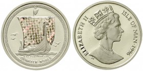 Ausländische Goldmünzen und -medaillen Insel Man Elisabeth II., seit 1952
1/4 Noble PLATIN 1996 PM. Wikingerschiff, Segel als Hologramm. 1/4 Unze fei...
