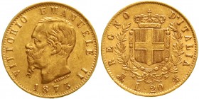 Ausländische Goldmünzen und -medaillen Italien- Königreich Vittorio Emanuelle II., 1861-1878
20 Lire 1873 M BN. vorzüglich, winz. Kratzer