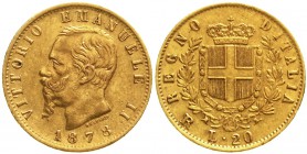 Ausländische Goldmünzen und -medaillen Italien- Königreich Vittorio Emanuelle II., 1861-1878
20 Lire 1878 R. sehr schön