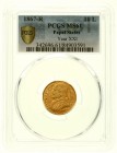 Ausländische Goldmünzen und -medaillen Italien-Kirchenstaat Pius IX., 1846-1878
10 Lire 1867 R. AN XXI, großes Brustbild. Im PCGS-Blister mit Grading...