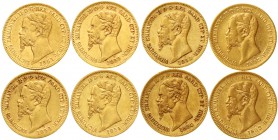 Ausländische Goldmünzen und -medaillen Italien-Sardinien Victor Emanuel II., 1849-1878
8 verschiedene 20 Lire: 1851, 1852, 1853, 1854, 1856, 1858, 18...