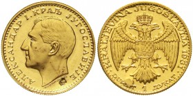 Ausländische Goldmünzen und -medaillen Jugoslawien Alexander I., 1921-1934
Dukat 1931 mit Gegenstempel Kornähre nach rechts.
fast Stempelglanz/EA
