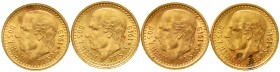 Ausländische Goldmünzen und -medaillen Mexiko Republik, seit 1824
4 X 2 1/2 Pesos 1945. Je 1,875 g. Feingold.
prägefrisch, einmal fleckig