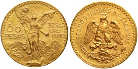 Ausländische Goldmünzen und -medaillen Mexiko Republik, seit 1824
50 Pesos 1947. 37,5 g. Feingold.
vorzüglich