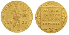 Ausländische Goldmünzen und -medaillen Niederlande Willem I., 1815-1840
Dukat 1828, Utrecht. 3,49 g.
sehr schön/vorzüglich, leicht gewellt