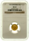Ausländische Goldmünzen und -medaillen Peru Republik, seit 1821
1/5 Libra (Pound) 1906. 1,6 g., 917/1000. Im NGC-Blister mit Grading MS 63 (dort fäls...