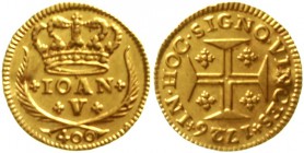 Ausländische Goldmünzen und -medaillen Portugal Joao V., 1706-1750
400 Reis 1726. 1,05 g.
vorzüglich, Druckstelle