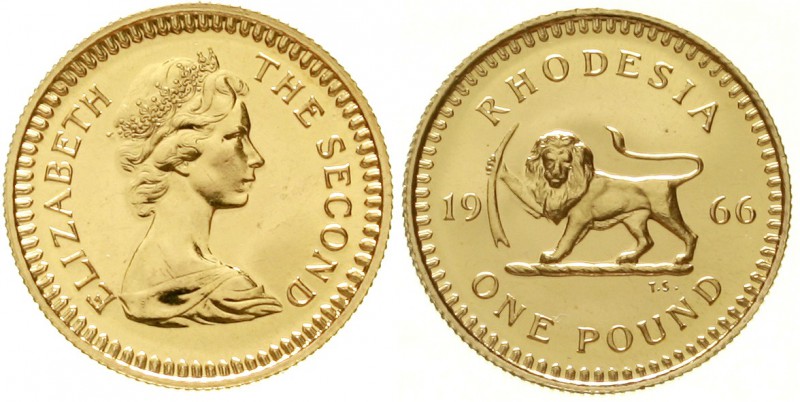 Ausländische Goldmünzen und -medaillen Rhodesien Britisch, 1952-1980
Pound 1966...