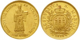 Ausländische Goldmünzen und -medaillen San Marino
Scudo 1974. Stehender Heiliger. 3 g. 917/1000
BU