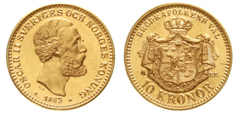 Ausländische Goldmünzen und -medaillen Schweden Oscar II., 1872-1907
10 Kronor ...