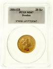 Ausländische Goldmünzen und -medaillen Schweden Oscar II., 1872-1907
20 Kronor 1884 EB LA. 8,96 g. 900/1000. Im PCGS-Blister mit Grading MS 67, (bish...