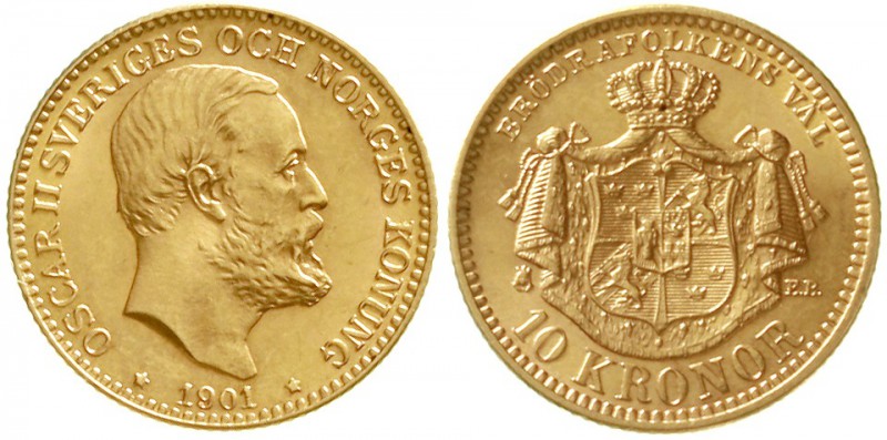 Ausländische Goldmünzen und -medaillen Schweden Oscar II., 1872-1907
10 Kronen ...