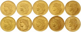 Ausländische Goldmünzen und -medaillen Schweiz Eidgenossenschaft, seit 1850
Komplettsammlung aller 20 Franken Helvetia 1883 bis 1896 ohne die seltene...