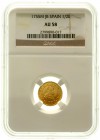 Ausländische Goldmünzen und -medaillen Spanien Ferdinand VI., 1746-1759
1/2 Escudo 1755 JB, Madrid. Im NGC-Blister mit Grading AU 58