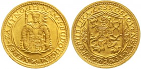 Ausländische Goldmünzen und -medaillen Tschechoslowakei Erste Republik, 1918-1939
2 Dukaten 1933. Hl. Wenzel.
vorzüglich/Stempelglanz