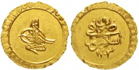 Ausländische Goldmünzen und -medaillen Türkei/Osmanisches Reich Selim III., 1789-1807
Altin AH 1203, Jahr 19 = 1806/1807. 3,43 g.
vorzüglich/Stempel...
