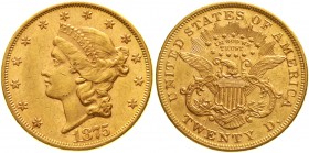 Ausländische Goldmünzen und -medaillen Vereinigte Staaten von Amerika Unabhängigkeit, seit 1776
20 Dollars 1875, Philadelphia. 33,44 g. 900/1000
vor...