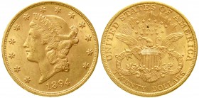 Ausländische Goldmünzen und -medaillen Vereinigte Staaten von Amerika Unabhängigkeit, seit 1776
20 Dollars 1894, Philadelphia. Coroned Head. 33,44 g....