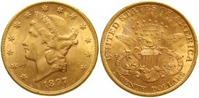 Ausländische Goldmünzen und -medaillen Vereinigte Staaten von Amerika Unabhängigkeit, seit 1776
20 Dollars 1897, Philadelphia. Coroned Head. 33,44 g....