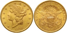 Ausländische Goldmünzen und -medaillen Vereinigte Staaten von Amerika Unabhängigkeit, seit 1776
20 Dollars 1898, San Francisco. Coroned Head. 33,44 g...