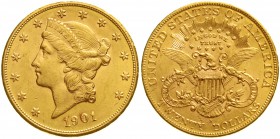 Ausländische Goldmünzen und -medaillen Vereinigte Staaten von Amerika Unabhängigkeit, seit 1776
20 Dollars 1901, San Francisco. Coroned Head. 33,44 g...