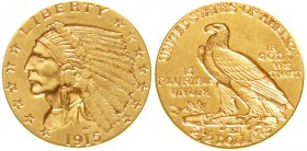 Ausländische Goldmünzen und -medaillen Vereinigte Staaten von Amerika Unabhängigkeit, seit 1776
2 1/2 Dollars 1915, Philadelphia. Indianer. 4,18 g. 9...