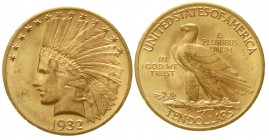Ausländische Goldmünzen und -medaillen Vereinigte Staaten von Amerika Unabhängigkeit, seit 1776
10 Dollars 1932. Indian Head. 16,72 g. 900/1000
vorz...