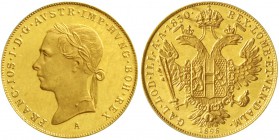 Gold der Habsburger Erblande und Österreichs Haus Habsburg Franz Joseph I., 1848-1916
Dukat 1850/1898 A, Wien. 3,49 g. 986/1000. Auf das 50jährige Re...