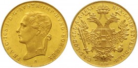 Gold der Habsburger Erblande und Österreichs Haus Habsburg Franz Joseph I., 1848-1916
Dukat 1851/1898 A, Wien. 3,49 g. 986/1000. Auf das 50jährige Re...
