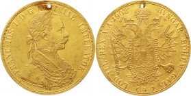 Gold der Habsburger Erblande und Österreichs Haus Habsburg Franz Joseph I., 1848-1916
4 Dukaten 1902. 13,98 g.
vorzüglich, gelocht