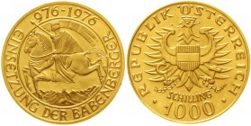 Gold der Habsburger Erblande und Österreichs Österreich 2. Republik, seit 1945
1000 Schilling 1976. Babenberger. 13,5 g. 900/1000.
prägefrisch