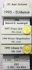 Gold der Habsburger Erblande und Österreichs Österreich 2. Republik, seit 1945
Sammlung von 10 versch. 500 Schilling-Münzen: 1991, 1993 bis 2001. Auß...