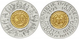 Gold der Habsburger Erblande und Österreichs Österreich 2. Republik, seit 1945
1000 Schilling Gold/Silber (Bi-Metall) 1994. 800 Jahre Münze Wien. 13 ...