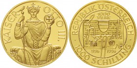 Gold der Habsburger Erblande und Österreichs Österreich 2. Republik, seit 1945
1000 Schilling 1996. Otto III. (1000 Jahre Österreich). 16,32 g. 986/1...