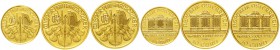 Gold der Habsburger Erblande und Österreichs Österreich 2. Republik, seit 1945
3 kleine Anlagemünzen (Philharmoniker): 10 Euro (1/10 Unze) 2005 und 2...